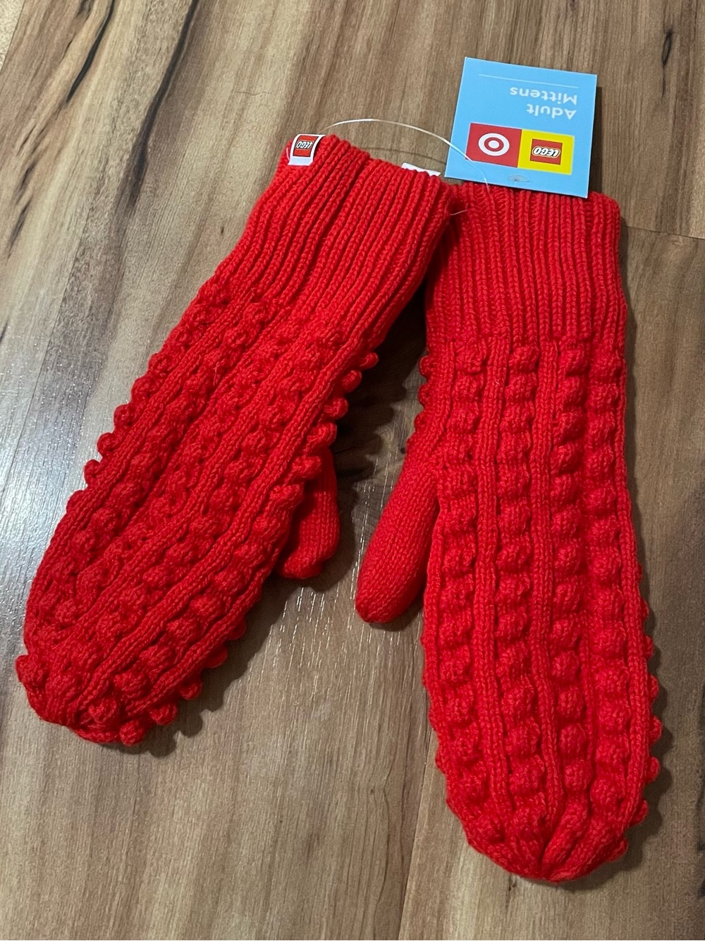 LEGO Collection x Target Adult Textured Brick Stud Knit Winter Mittens Red New
